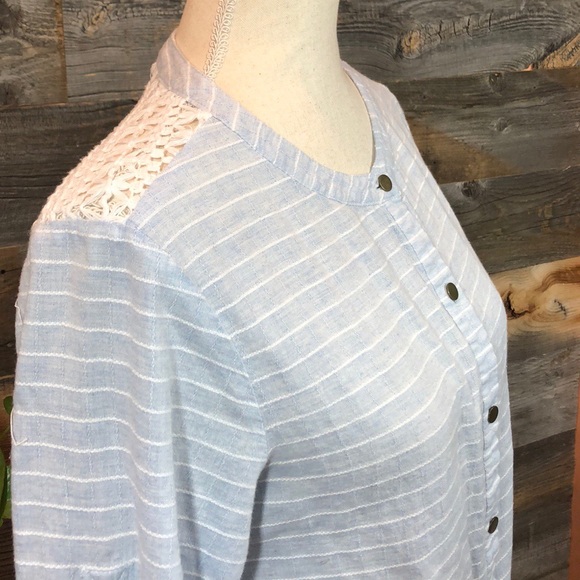 Ya Los Angeles | Stripe & Lace Top | M - Picture 6 of 7